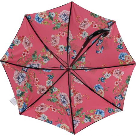 Parapluie luxe toile doublée intérieur imprimé fleuri