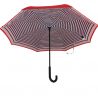 Parapluie inversé rouge rayé marine