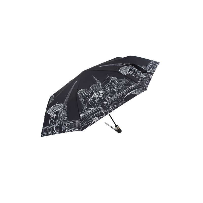 Parapluie pliant noir et blanc La parisienne