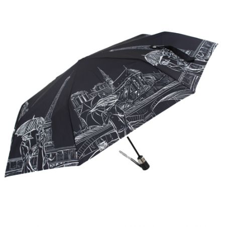 Parapluie pliant noir et blanc La parisienne