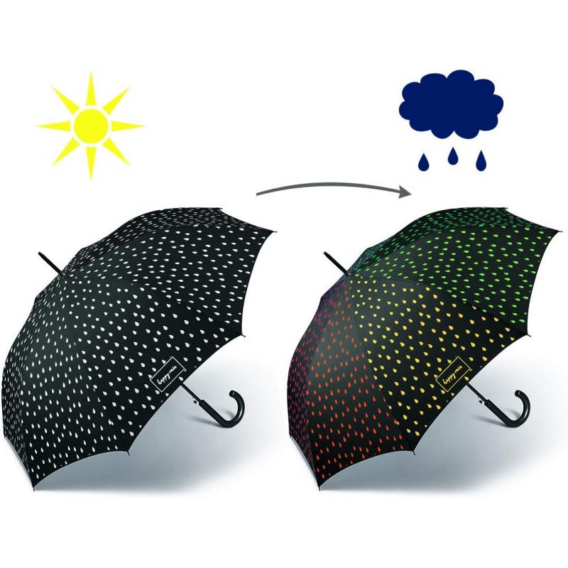 Parapluie long noir réactif à l'eau