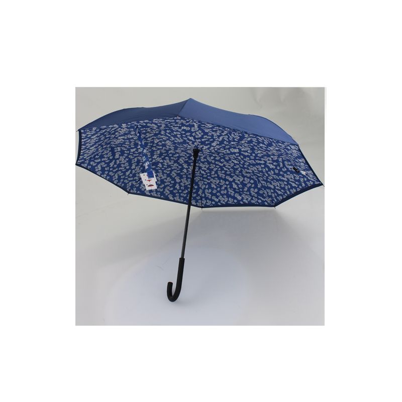 Parapluie inversé bleu motif fleuri
