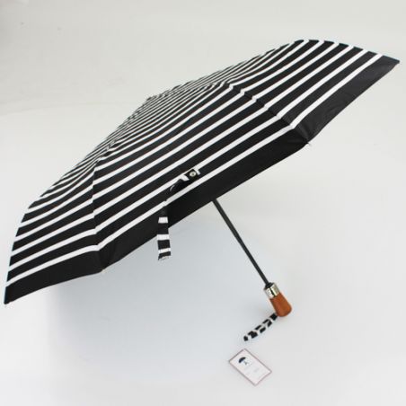 Parapluie pliant marinière noir fabrication française