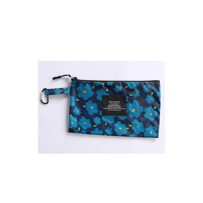 Poncho de pluie bleu marine et fleurs