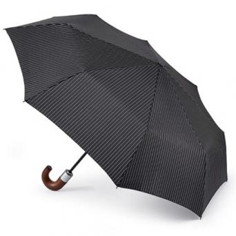 Parapluie pliant noir rayures fines anglais pour homme