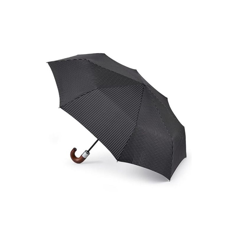 Parapluie pliant noir rayures fines anglais pour homme