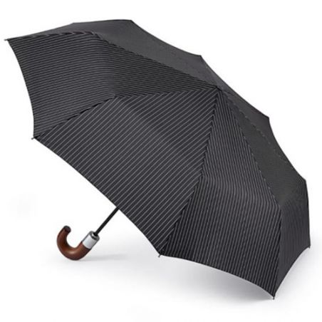 Parapluie pliant noir rayures fines anglais pour homme