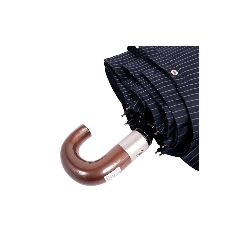 Parapluie pliant noir rayures fines anglais pour homme