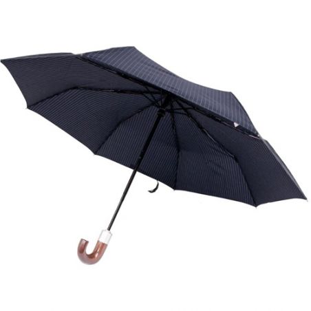 Parapluie pliant noir rayures fines anglais pour homme
