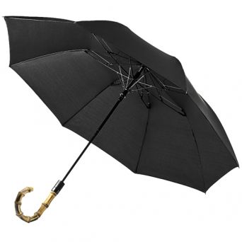 Parapluie pliant noir poignée bambou marque anglaise