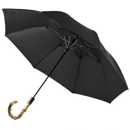 Parapluie pliant noir poignée bambou marque anglaise