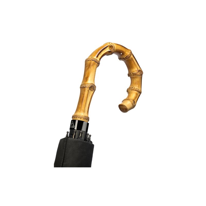 Parapluie pliant noir poignée bambou marque anglaise