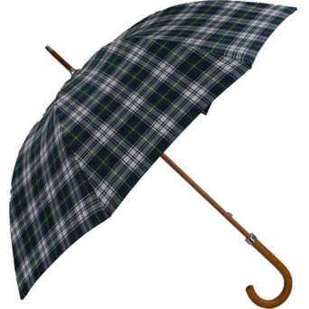 Parapluie canne écossais vert et bleu fabrication française