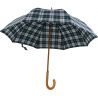 Parapluie canne écossais vert et bleu fabrication française