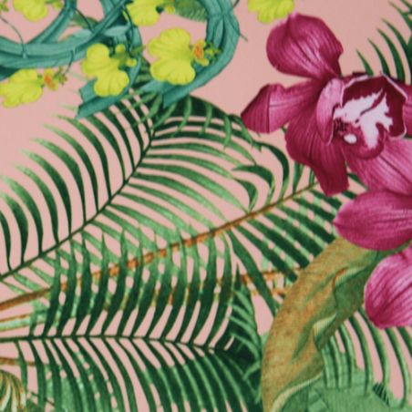 Parapluie canne fleurs jungle rose fabrication française