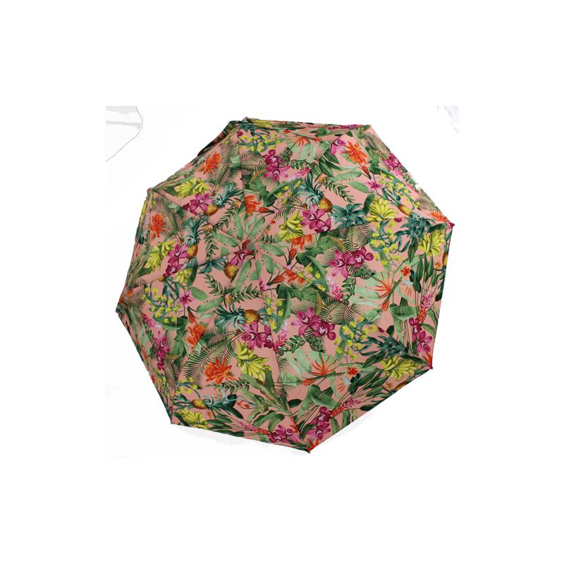 Parapluie rose jungle pliant ouverture et fermeture automatique fleurs fabrication française