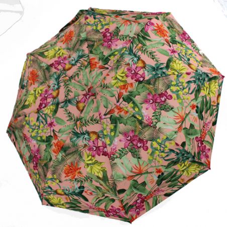 Parapluie rose jungle pliant ouverture et fermeture automatique fleurs fabrication française
