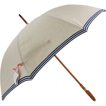 Parapluie ombrelle tissu coton lin galon bleu