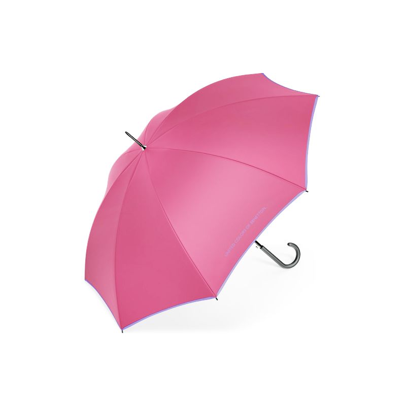 Parapluie droit rose vif Benetton