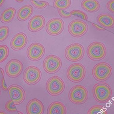 Parapluie long violet Benetton à coeurs multicolores