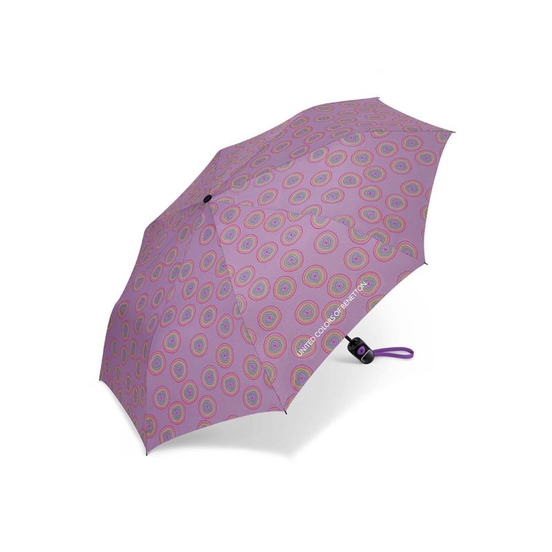 Parapluie pliant automatique Benetton violet motif coeurs