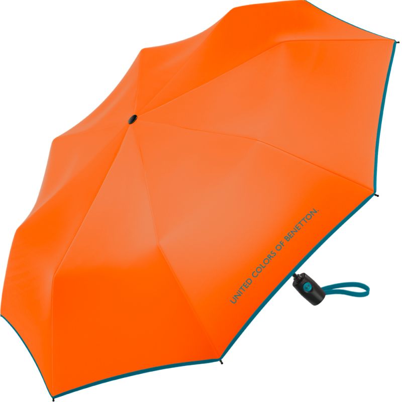 Petit parapluie pliant orange vif Benetton automatique