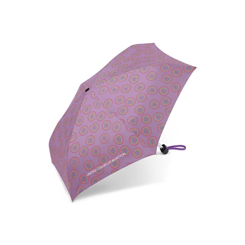 Miniparapluie pliant Benetton couleur parme à coeurs multicolores