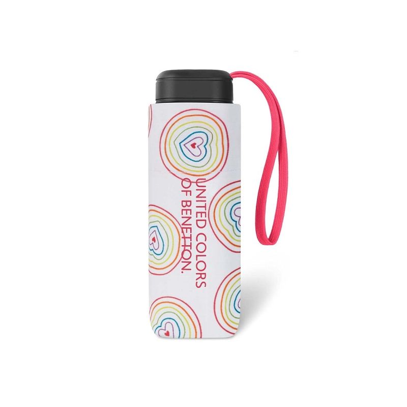 Miniparapluie pliant Benetton à coeurs multicolores