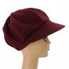 Casquette de pluie femme bordeaux aspect tissus