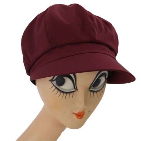 Casquette de pluie femme bordeaux aspect tissus