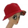 Chapeau de pluie rouge revers floral rouge