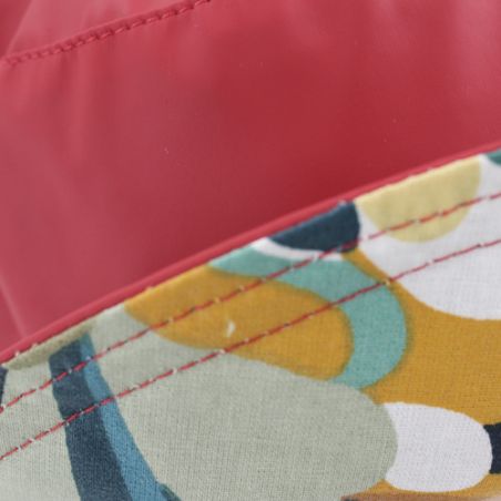 Chapeau de pluie rouge revers floral rouge