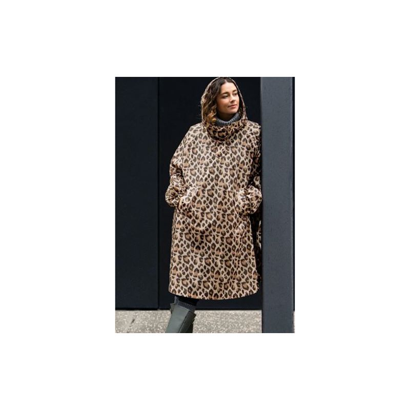 Poncho imperméable marron léopard