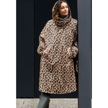 Poncho imperméable marron léopard