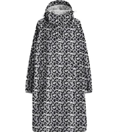 Poncho imperméable gris et noir léopard