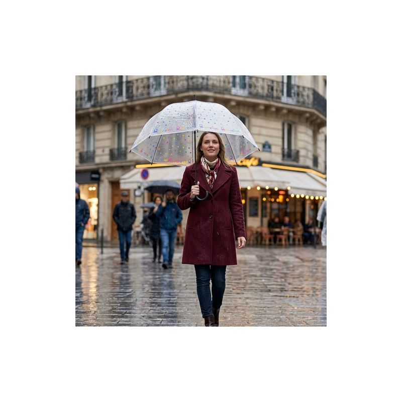 Parapluie transparent cloche pois multicolores Benetton