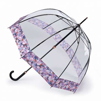 Parapluie luxe transparent cloche bord floral anglais