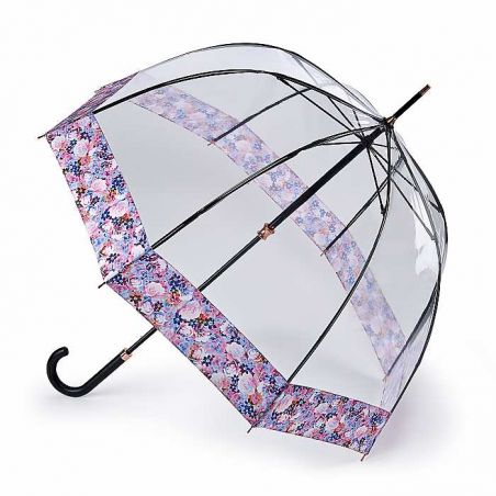 Parapluie luxe transparent cloche bord floral anglais