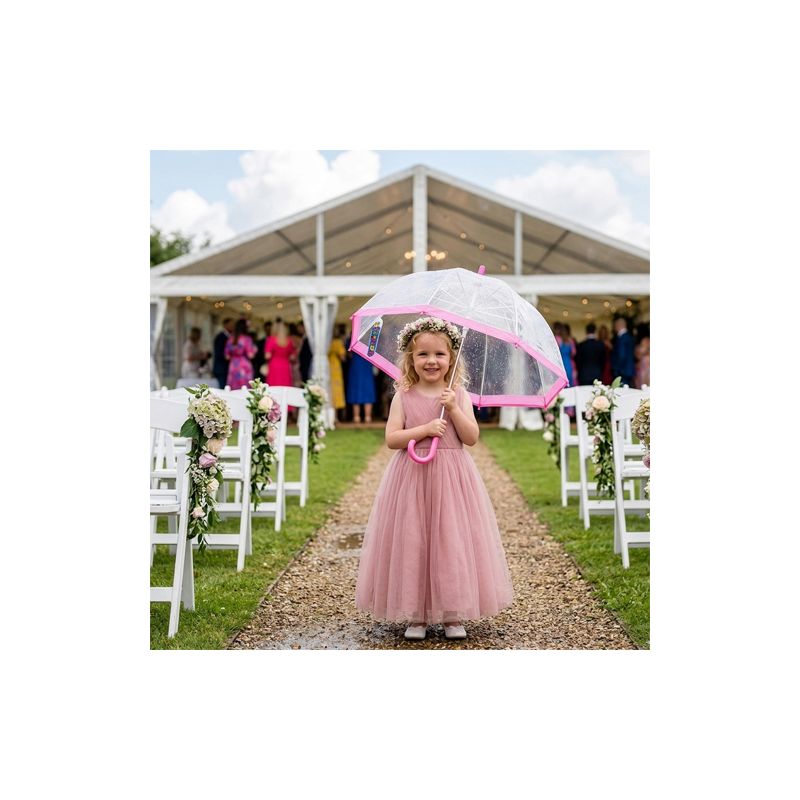 Parapluie enfant cloche transparent bordure rose