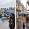 Parapluie canne marinière bleu fabrication française
