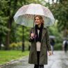 Parapluie transparent motif fleurs violettes forme cloche