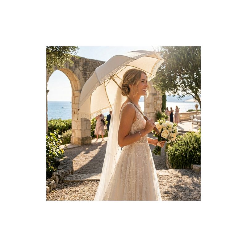 Ombrelle coton écru de luxe