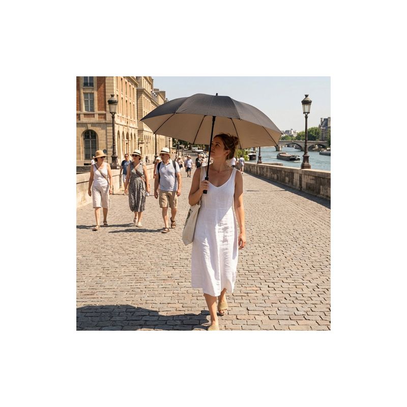 Grand parapluie anti UV ultra léger noir