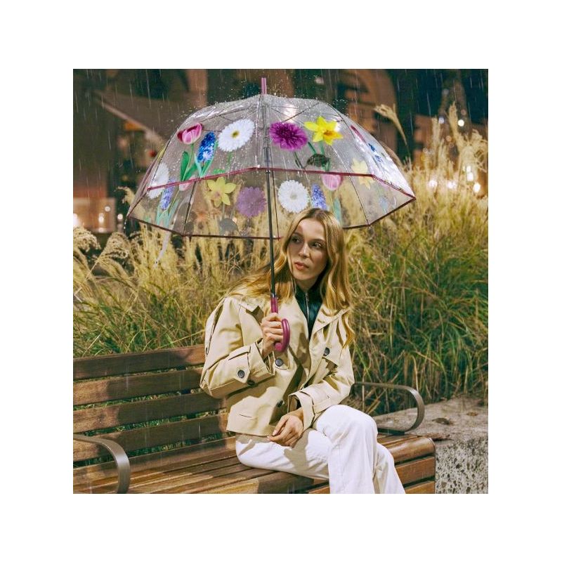Parapluie cloche transparent fleurs