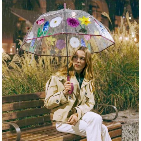 Parapluie cloche transparent fleurs