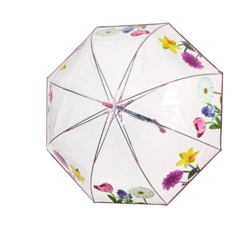 Parapluie cloche transparent fleurs