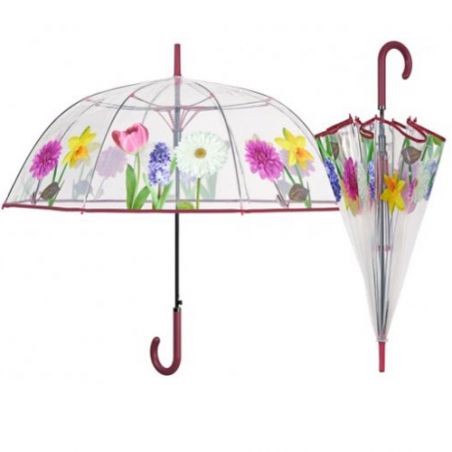 Parapluie cloche transparent fleurs