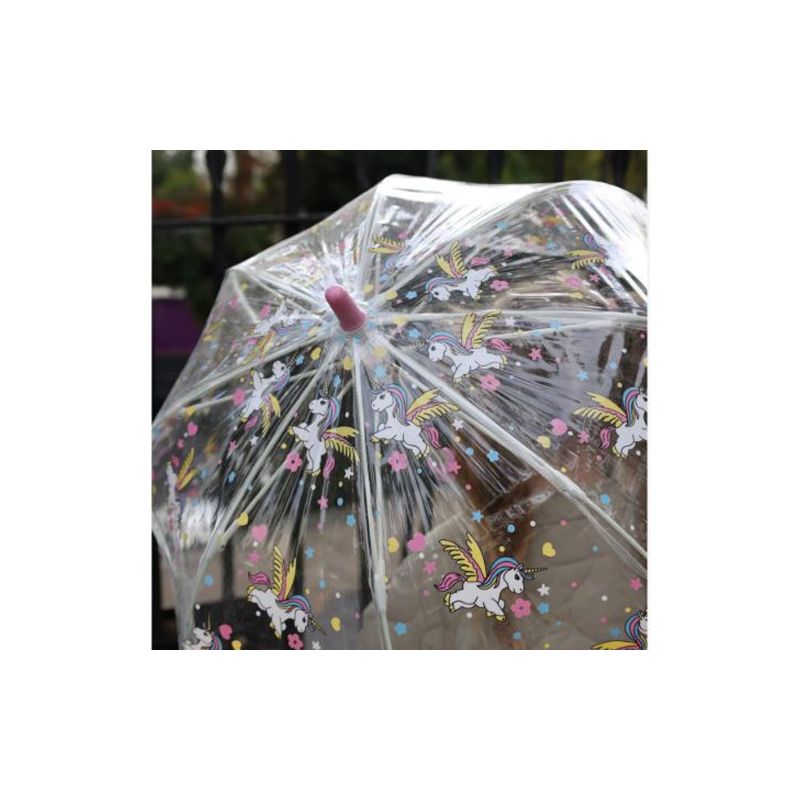 Parapluie transparent enfant motif licornes