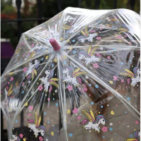 Parapluie transparent enfant motif licornes