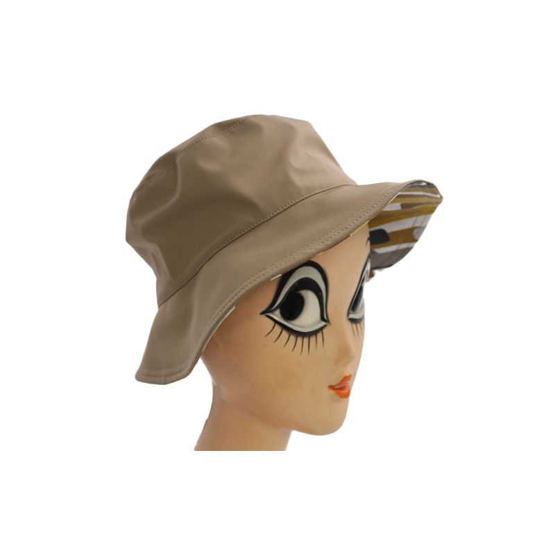 Chapeau de pluie beige revers bayadére